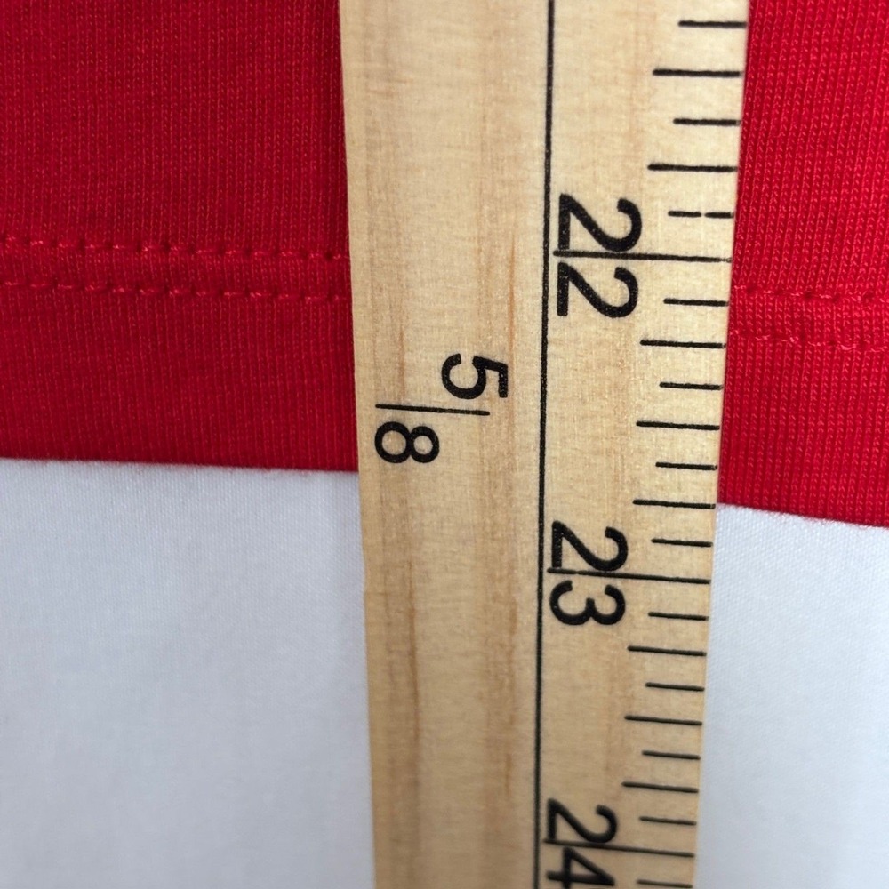 Michael Kors Top L Red Cutout Chain Neck Short Sleeve Chic Minimalist Festive - Picture 7 of 11